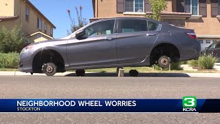 Stockton neighbors wake up to their vehicles tires stolen [upl. by Lothario]