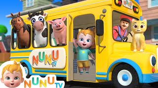 Wheels On The Bus With Animals  Animal Song  Nursery Rhymes amp Kids Songs  NuNu Tv [upl. by Aimet]