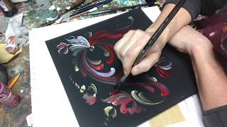 Rosemaling Freehand tutorial Lise Lorentzen ASMR [upl. by Cathy]