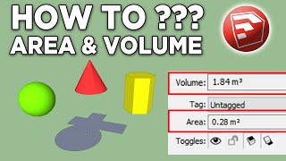 How to Calculate  Measure Area amp Volume in Sketchup Objects  Sketchup Tutorial [upl. by Robet]