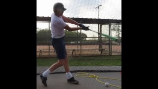 Sid Swaim Hitting a baseball simplified Hitting Heater Deuce 95 pitching machine [upl. by Xam971]