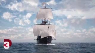 Sailing Ship 3D Animation and Flip Fluid Ocean CGI VFX [upl. by Hershel]