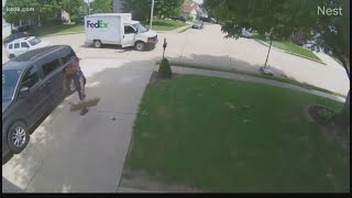 FedEx delivery driver fired after security camera shows him throwing package [upl. by Dolli]