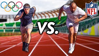 Olympic Runner vs NFL Player 100 Meter SPRINT [upl. by Lichtenfeld]