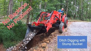 77Ditch Digging with Titan Stump Bucket on Branson 2515h [upl. by Anilys]