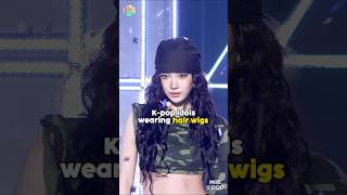 Kpop idols wearing hair wigs extensions kpop aespa shorts fyp [upl. by Granoff294]