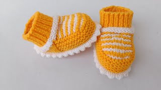 latest baby socks design tutorialwoolen baby booties knitting for beginnerbaby shoes design [upl. by Goody]