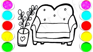 Beautiful Sofa 💝Drawing For kids amp Toddlers How To Draw Sofa 🛋 2 [upl. by Husein]