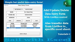 AddUpdate amp Delete in Data Entry Form with List Box Control using VBA [upl. by Inoliel]