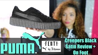 Rihanna x Puma Fenty Creepers Black Satin Review  On Foot [upl. by Ecart]