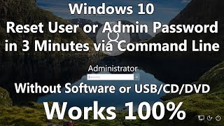 2024 Reset Windows 10 Password without Software or Bootable Media using only Command Line [upl. by Seaddon769]