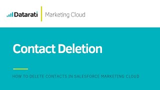 How to Delete Contacts in Salesforce Marketing Cloud [upl. by O'Gowan]