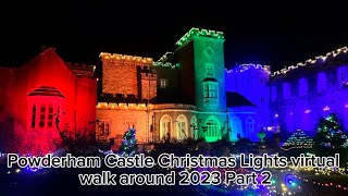 Powderham Castle Christmas Lights virtual walk around 2023 Part 2 [upl. by Nuhsed130]