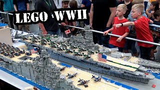 Huge LEGO WWII Ships Battleship Yamato USS Hornet USS Yorktown Destroyer Yukikaze [upl. by Anaujat770]