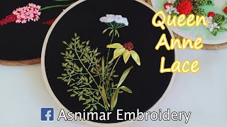 Embroidery of Queen Annes Lace Flower With Stump Work Method [upl. by Eleynad]