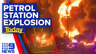 Sydney petrol station explodes engulfing multiple cars  9 News Australia [upl. by Anaujit]