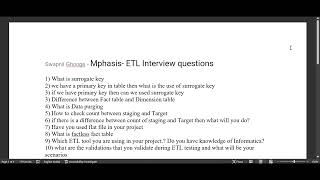 Mphasis ETL Testing Interview Question [upl. by Anniken]