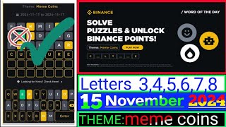 Binance Word of the Day Answer Today 15 November 20247 Letter Binance Word of the Day Answer [upl. by Remat680]