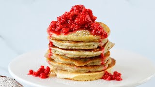 How To Make Lemon Raspberry Pancakes With Fresh Raspberry Sauce  The Family That Cooks Together [upl. by Merdith]