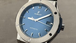 Hublot Classic Fusion Titanium 511NX7170RX Blue Dial Hublot Watch Review [upl. by Samot]