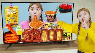 MUKBANG TOFU FIRE NOODLES Fried Chicken CVS EATING by HIU 하이유 [upl. by Atnuahs277]