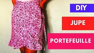 DIY  COUDRE UNE JUPE PORTEFEUILLE FACILE TISSU WAX WRAP SKIRT [upl. by Akiam758]