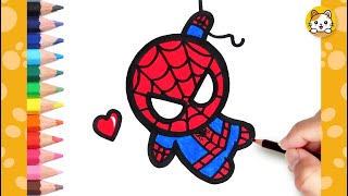 Spiderman Drawing Easy  How to Draw Cartoon Spiderman  Easy Step by Step Tutorial For Kids [upl. by Akinor259]