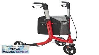 VEVOR 3 Wheels Rollator Walker for Seniors Lightweight Aluminum Foldable Rolling Walker Review [upl. by Dorrahs]