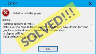 How To Fix Failed To Initialize Direct3D Error Windows 10  8  7 [upl. by Gwenn515]