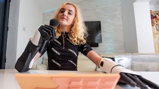 13YearOld Uses Bionic Arm to Put on Makeup [upl. by Wendin478]