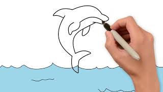 Dolphin Drawing Painting and Coloring for Kids Toddlers  How to Draw Sea Animals [upl. by Christianna]