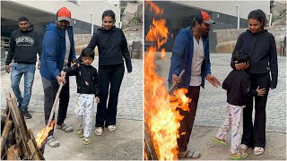 Manchu Manoj amp Manchu Mounika Reddy With Son Dhairav Reddy Bhogi Celebrations 2024  Manchu Family [upl. by Wymore]