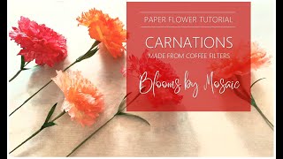 Paper Flower Tutorial  Carnations made from coffee filters [upl. by Nagaem]