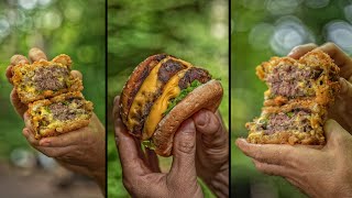 🍔 Epic Deep Fried Burger Recipe  Back to The Forest 🌲 [upl. by Etteinotna]