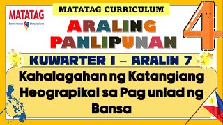 MATATAG AP 4 QUARTER 1 LESSON 7 Kahalagahan ng Katangiang Heograpikal sa Pagunlad ng Bansa [upl. by Llegna28]