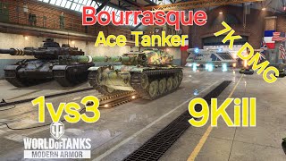 World of Tanks console BatChatillon Bourrasque 9Kill 7K Dmg 1vs3 [upl. by Persons613]