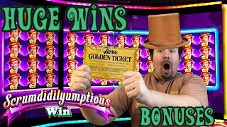 WILLY WONKA  AMAZING WINS AND BONUSES FEATURES Slot Machine [upl. by Annunciata176]