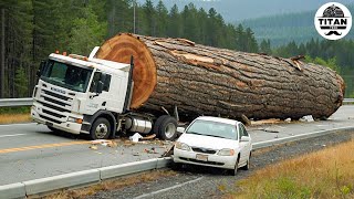 Extreme Dangerous Big Logging Wood Truck Driving Skill  Fastest Chainsaw Cutting Tree Machines 20 [upl. by Everara]