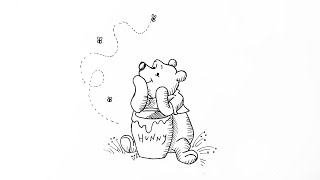 How to draw Winnie The Pooh with honey pot [upl. by Redwine]