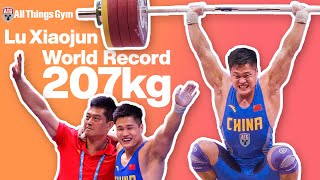 Lu Xiaojun 207kg World Record Clean amp Squat Jerk Slow Motion [upl. by Enneiviv]