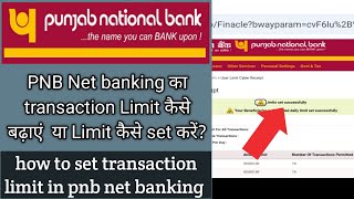 PNB net banking transaction limit ko increase kaise kare  how to set limit in pnb net banking [upl. by Iatnohs214]