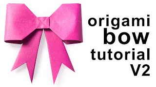 Origami  Paper BowRibbon Tutorial Version 2  DIY  Paper Kawaii [upl. by Blandina20]