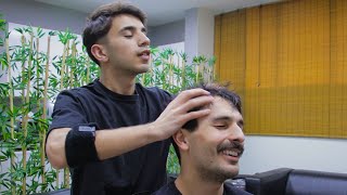 Young Barber ASMR Massage  Deep Touch Head Massage [upl. by Sluiter]