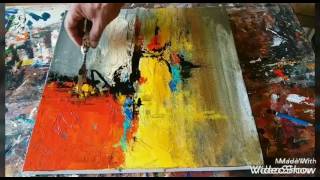 Acrylic abstract painting demonstration Palette knife blending [upl. by Toft]