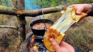 The Best BEEF STEW with Baked Bread in the Forest  Relaxing Cooking with ASMR [upl. by Minsat]