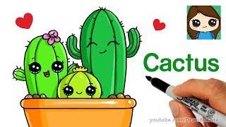 How to Draw Cactus Easy and Cute [upl. by Retsek756]