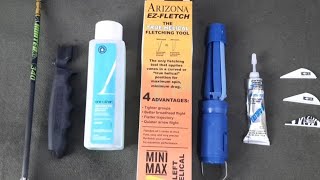 Refletching an arrow using the Arizona EZ Fletch Mini Max fletching jig [upl. by Burgwell833]