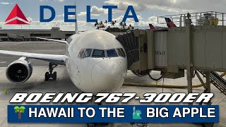 Trip Report Delta Air Lines Boeing 767300ER Honolulu HNL  New York JFK Delta Main Cabin [upl. by Eidoow]