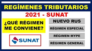 REGIMENES TRIBUTARIOS SUNAT 2021  CUADRO COMPARATIVO [upl. by Yalonda]