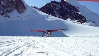 Plane landing on Mt McKinley  Denali Alaska Glacier [upl. by Ihsorih]